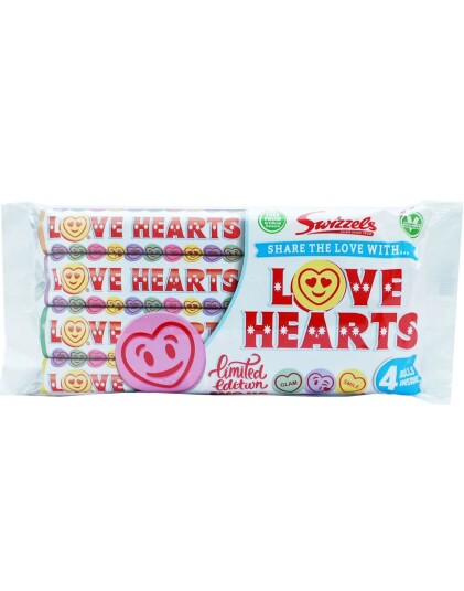 4 pack Swizzels Love Hearts 105 gram