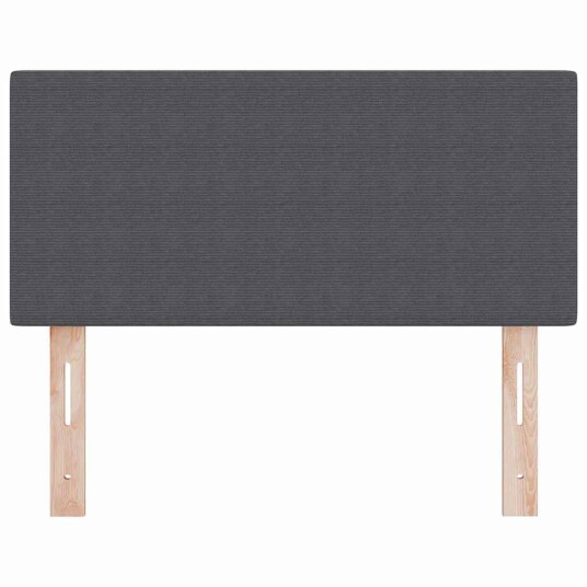 LED Sengegavl Enkel Design Mørk Grå 90 cm Corduroy Stoff