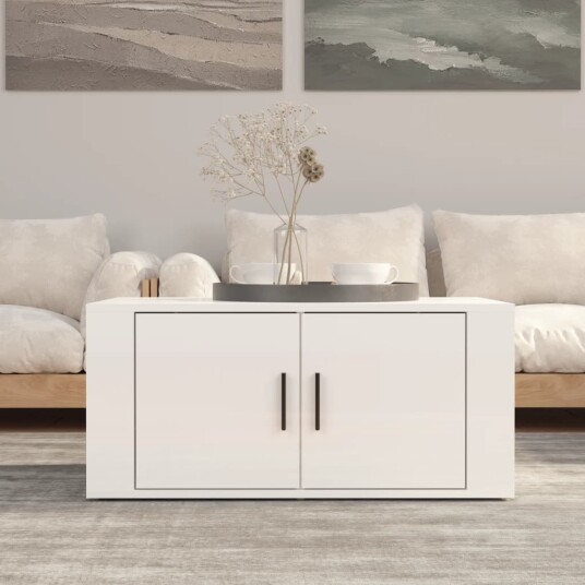  Salongbord høyglans hvit 80x50x36 cm konstruert tre 8720845666798