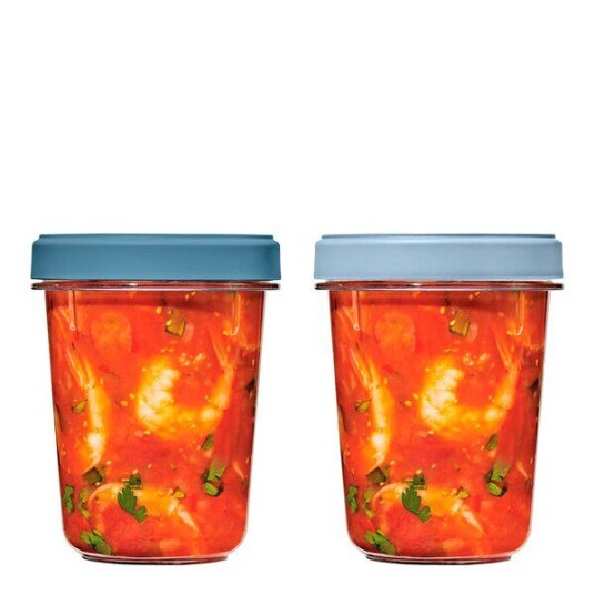 Oxo   Twist & Stack oppbevaringsboks 94,6 cl 2 stk klar/blå