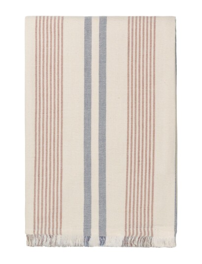 Elvang Iris Throw Cream BLUE/RUSTYRED 130X180CM