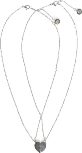 Bud To Rose Friendship Heart Necklace Silver Silver ONE SIZE Bud To Rose Friendship Heart Necklace Silver Silver ONE SIZE