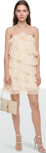 Gina Tricot Mini Frill Dress Cream 36 Gina Tricot Mini Frill Dress Cream 36