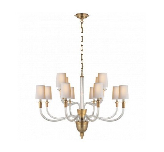 Vivian Large Two-Tier Chandelier Antique Brass/Natural Paper Shades Vivian Large Two-Tier Chandelier Antique Brass/Natural Paper Shades