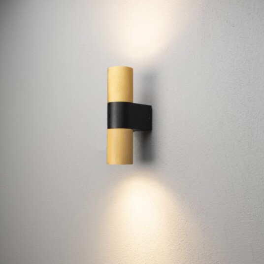 Temi Vegglampe opp/ned LED GU10 Svart/Gull med Klart glass Temi Vegglampe opp/ned LED GU10 Svart/Gull med Klart glass