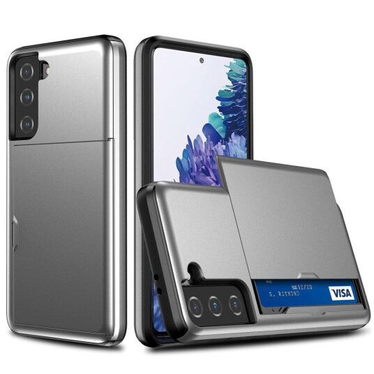 INCOVER Samsung Galaxy S21 Hybrid Håndverker Deksel m. Kortholder - Mørk Grå
