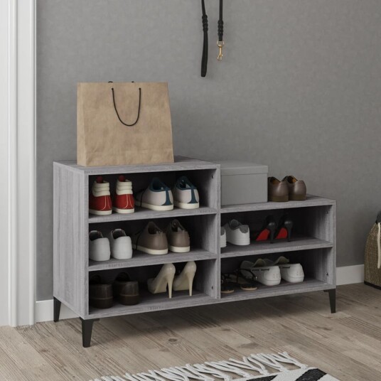 vidaXL Skoskap gr? sonoma 102x36x60 cm konstruert tre