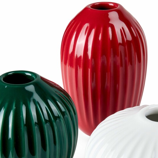 Kähler Hammershøi vase 3 st rød/grønn/hvit