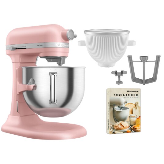 KitchenAid Artisan 5KSM70SHXE kjøkkenmaskin 6,6 liter + 5KSMICM Ice Cream Maker, dried rose KitchenAid Artisan 5KSM70SHXE kjøkkenmaskin 6,6 liter + 5KSMICM Ice Cream Maker, dried rose