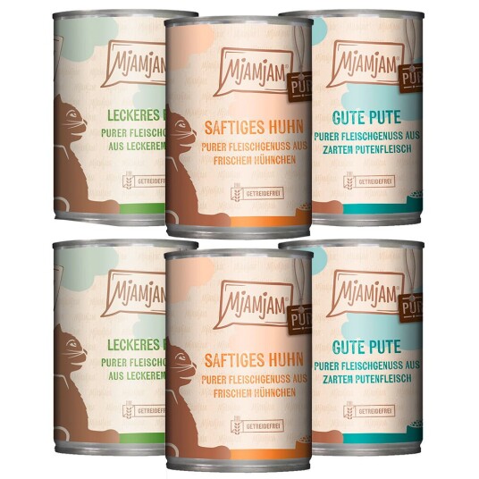 Mjamjam Mixpack Ren Kjøttglede 6 X 400 G Blanding (3 Varianter)