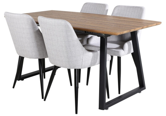 Venture Home Inca Spisegruppe 160 cm Rektangulær med 4 Plaza Stoler Sort