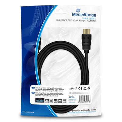 MediaRange HDMI-Kabel 1.4 Gold Connector,3m,black,Ethernet