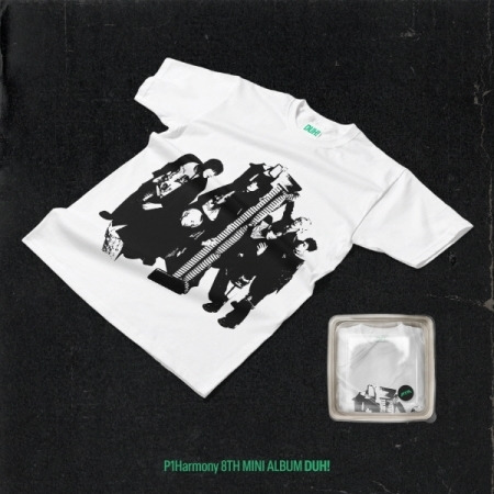 P1harmony Duh! Plain White TShirt Version incl. 44pg Photobook, Envelope, 6 Stickers, 2 Logo Stickers, Folded Poster, Lenticular Photocard + Selfie Photocard CD