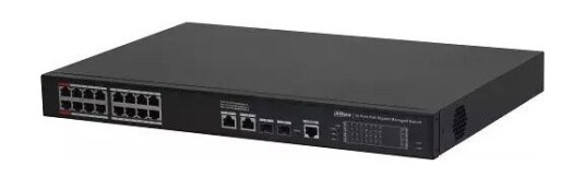 Dahua Poe-Hub 1000 Mbps 16-Porters Poe +2G Opplink + 2Sfp, Hi-Poe