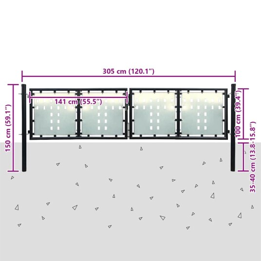 vidaXL Gjerdeport enkelt svart 300x150 cm vidaXL Gjerdeport enkelt svart 300x150 cm