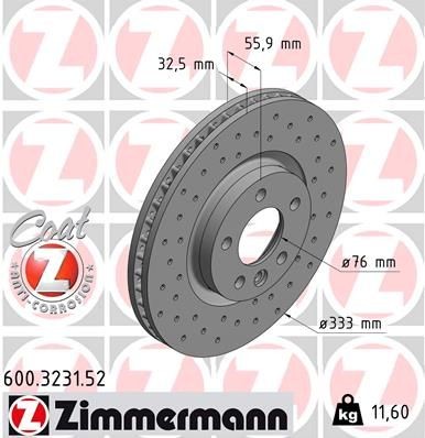 Bremseskive ZIMMERMANN 600.3231.52