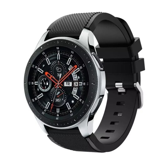 INCOVER Samsung Galaxy Watch 46 mm Twill Texture Silicone Watchband - Svart INCOVER Samsung Galaxy Watch 46 mm Twill Texture Silicone Watchband - Svart