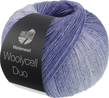 Lana Grossa Meilenweit 100 Woolycell Duo Garn 6005 Navy / Grå- / Lyseblå