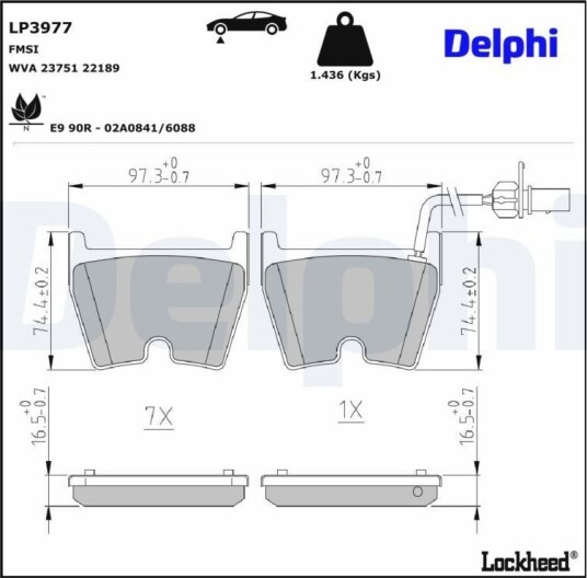 Bremseklosser DELPHI LP3977 Bremseklosser DELPHI LP3977