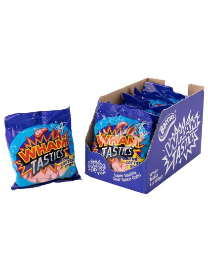 12 stk Barratt Wham Tastics Kjempesurt Skumgodteri med Bringebærsmak Hel Eske 1,44 kg 12 stk Barratt Wham Tastics Kjempesurt Skumgodteri med Bringebærsmak Hel Eske 1,44 kg