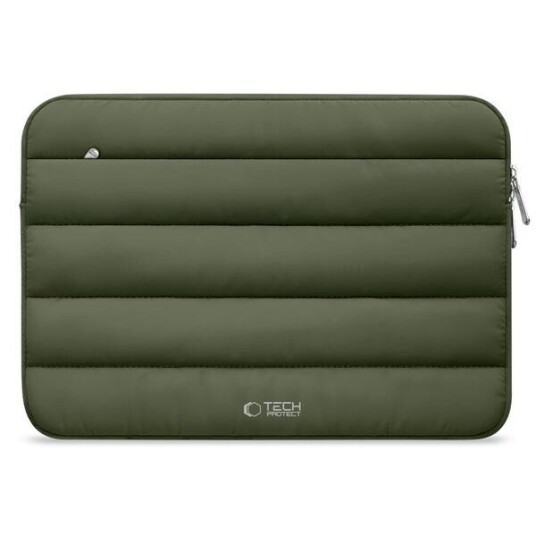 Tech-Protect Fluffy Laptopveske 13-14" Mørkegrønn med Ekstra Glidelåslomme