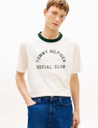 Tommy Hilfiger Country Club Ringer Tee Cream L