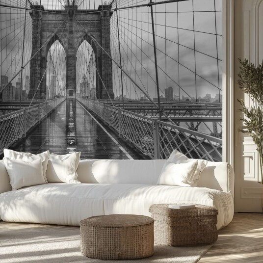 Tapet Brooklyn Bridge i svart/hvitt Tapet Brooklyn Bridge i svart/hvitt