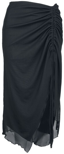 Banned Alternative Middellangt skjørt Umbra ruched mesh skjørt XS til 4XL Damer svart