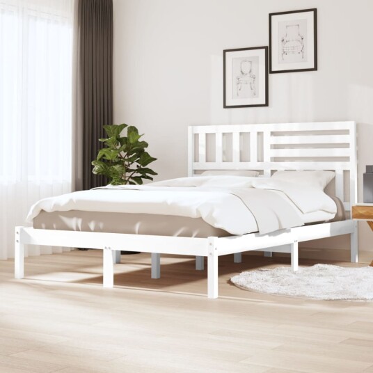 vidaXL Sengeramme hvit 150x200 cm King Size heltre furu