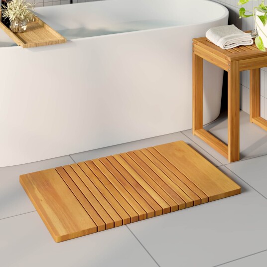 vidaXL Badematte Ensfarget Brun 81 x 50 cm Solid akasietre