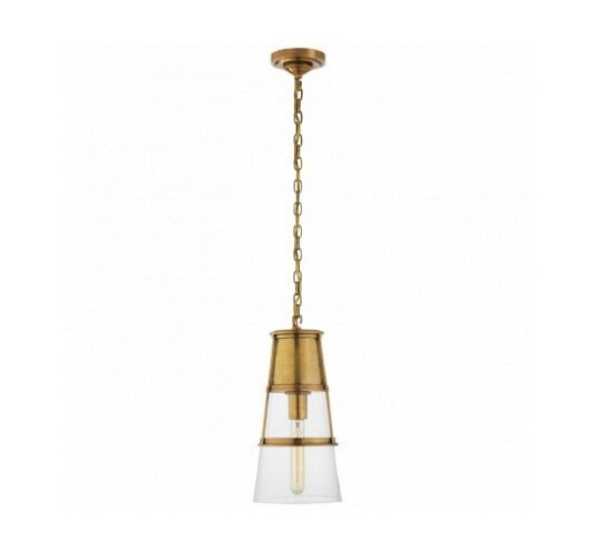 Robinson Medium Pendant Antique Brass/Clear Glass