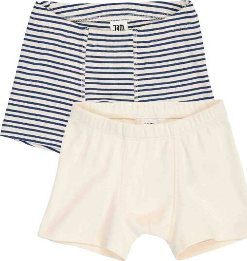 Syltetøygenerasjon Boxershorts   2 pack   Rib   Tofu/Navy   Jam Generation   8 år 128   Boxershorts Hvit Marineblå