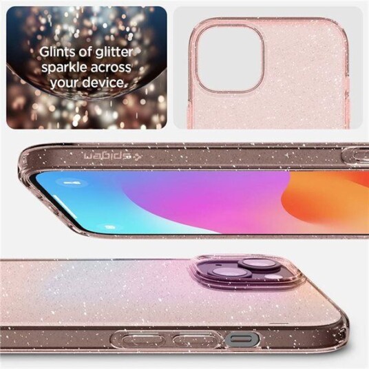 Spigen Liquid Crystal Glitter Mobildeksel til iPhone 15 Plus Rosa