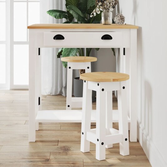vidaXL Barsett 3 deler hvit heltre furu vidaXL Barsett 3 deler hvit heltre furu