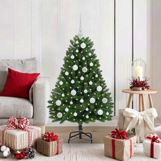  Kunstig juletre med LED  stripelys grønn 120 cm PVC og metall