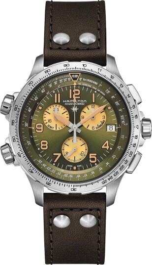 Hamilton Khaki Aviation X-Wind GMT Chrono Quartz H77932560 - Herre - 46 mm - Analog - Kvarts urverk - Safirglass