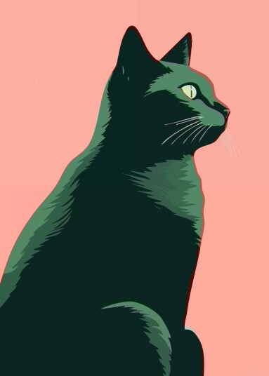 Namly Design Plakat Grønn Katt Illustrasjon POSTERNPTZ2J
