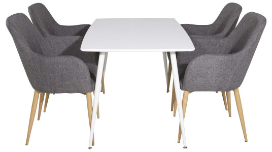 Venture Design Polar & Comfort spisegruppe Hvit/grå 4 st stoler & bord 120 x 80 cm