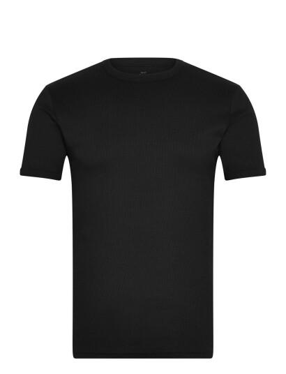 Bread & Boxers Crew Neck Ribbed   Black   S