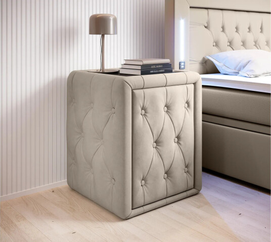 Franco Nattbord 58 cm med Oppbevaring Skuff - Beige