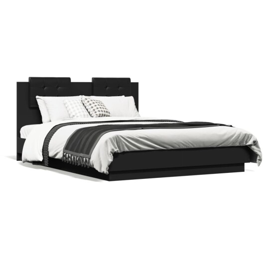 Sengeramme med hodegavl svart 120x190 cm konstruert tre 8721012276970