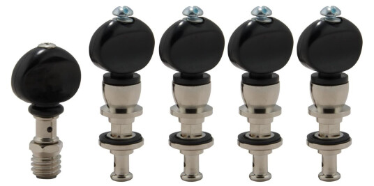 Grover 25b Champion Banjo Pegs W/Svart Button - 5 Pcs. - Nickel