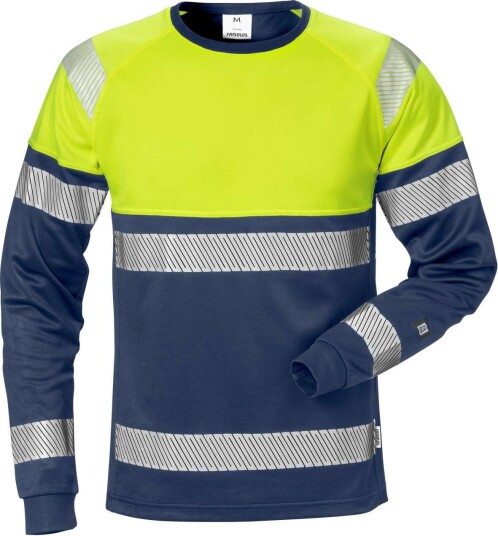 Fristads T-Shirt Lång Ärm 7519 Thv Klass 1 Varselgul/marinblå S
