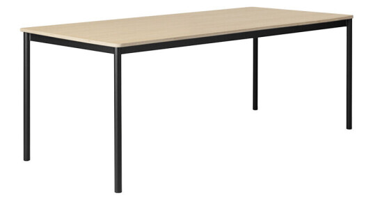 Muuto Base spisebord oak, sort stativ, plywoodkant, 190 x 85 cm