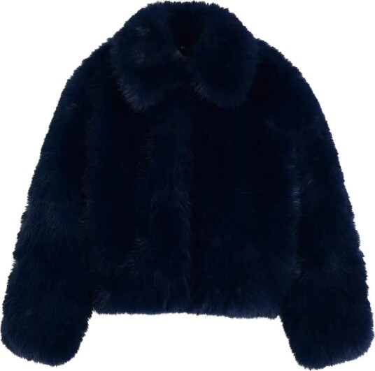 Tommy Hilfiger Faux Fur Jacket - DARK BLUE - 128