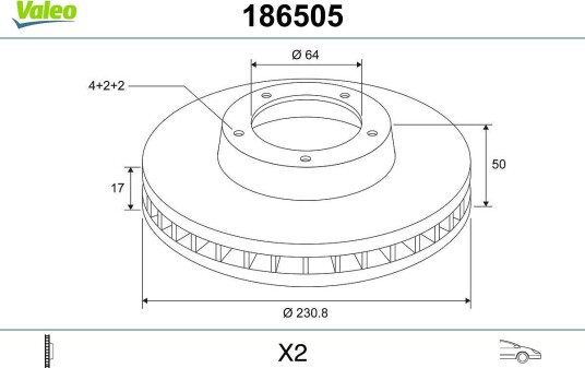 Bremseskive VALEO 186505