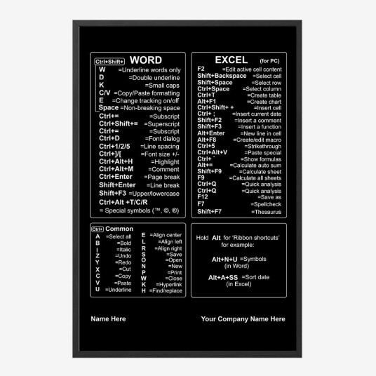 Personlig Plakat Word & Excel Snarveier