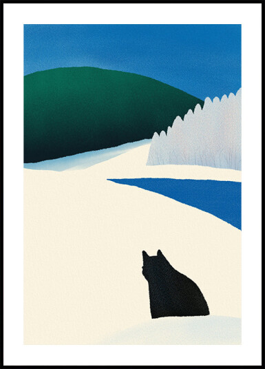 Black Cat Wandering Plakat Plakat / 50x70cm