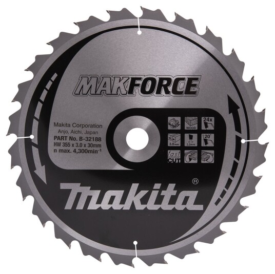 Makita B-32188 355 mm Sirkelsagblad for Tre med 24 Tenner