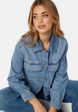 GANT Cropped Denim Jacket MID BLUE BROKEN IN L